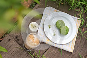 Green tea macarons - Stock image