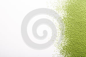 Green tea matcha isolated on white with copy space