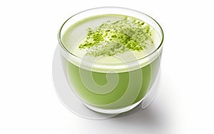 Green Tea Matcha Latte on White Background
