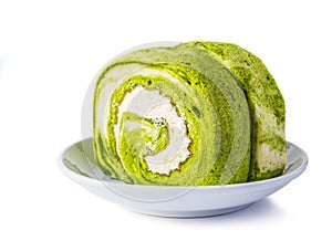 Green tea roll cake