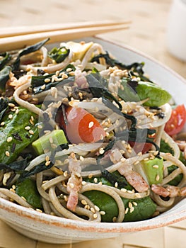 Green Tea and Soba Noodle Salad with Wakame Seawee