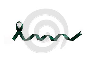 Green teal bow ribbon on white background. Mitochondrial disease photo