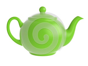 Green teapot isolated