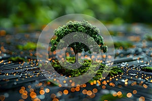 Green Tech Harmony: Nature Meets Circuitry. Concept Eco-friendly Technology, Sustainable Gadgets,