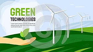 Green technologies concept with wind turbine