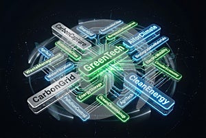Green Technology Concept with Interconnected Keywords