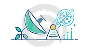 Green Technology and Satellite Communication Icon, vector design Generative AI