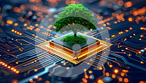 Green Technology: Tree Growing on a Computer Chip