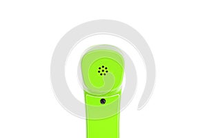 Green telephone handset in detail