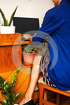 Green Teleworking home plants decor