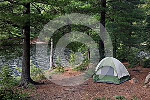 Green Tent beside Algonquin Lake photo