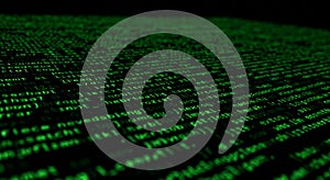 Green text lines on a black background, resembling computer code or data. The text i