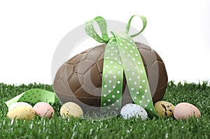 Green theme Happy Easter large chocolate Easter egg