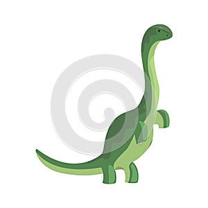 Green theropod, dinosaur character, Jurassic period animal vector Illustration photo