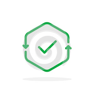 green thin line cash flow icon with checkmark