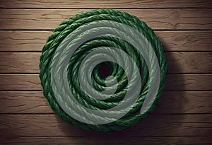 Green Thread Wound in a Circular Pattern Showcasing Soft Texture and Consistent Color, Generative AI