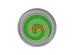 Green three-dimensional button with the designation of the top-level domain 