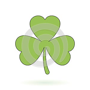 Green three-leaf clover. Vector illustration