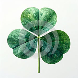 Green Three Leaf Shamrock on White Background Studio Shot