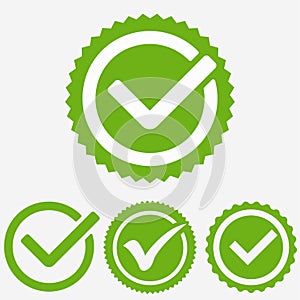 Green tick mark. Check mark icon. Tick sign. Green tick approval vector