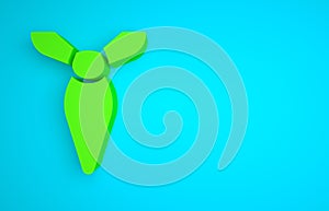 Green Tie icon isolated on blue background. Necktie and neckcloth symbol. Minimalism concept. 3D render illustration