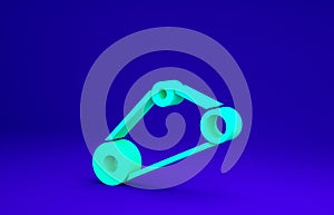 Green Timing belt kit icon isolated on blue background. Minimalism concept. 3d illustration 3D render