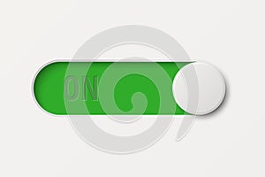 Green Toggle Switch On, Vector Illustration. Realistic Toggle Switch UI Button. Mobile Toggle Switch for App Settings, Web