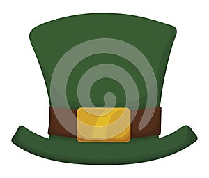 Green top hat in cartoon style and frontal view, Vector illustration