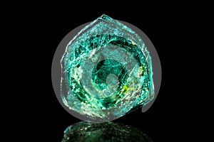 Green Tourmaline, black background, mineral, healing stone photo