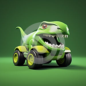 Green Toy Dinosaur On Wheels: Fun And Dynamic Hot Wheels Model For Little Children