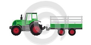 Green tractor with trailer