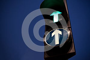 Green Traffic light arrow close up