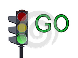 Green traffic light. illustration