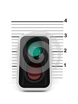 Green traffic light with mugshot