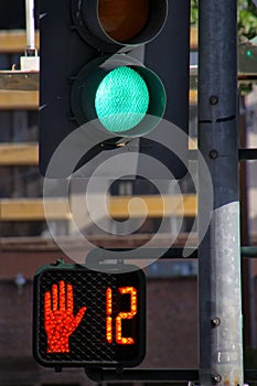 Green traffic light in the street of Reno, Nevada