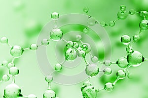 Green transparent molecule model over green