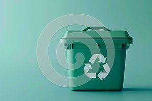Green Trash Can With Recyclable Lid. Generative AI