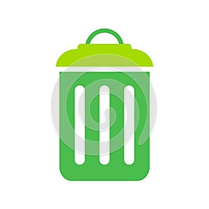 Green trash can vector icon