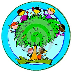 Green Tree, Cartoon for Baby Children-Diversity