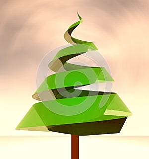 Green tree conceptual shape at windy weather