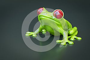 Green tree frog with red eyes