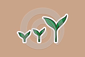 Green tree growth eco concept Sticker vector illustration.