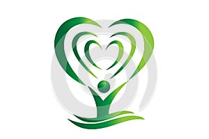 Green tree heart abstract vector