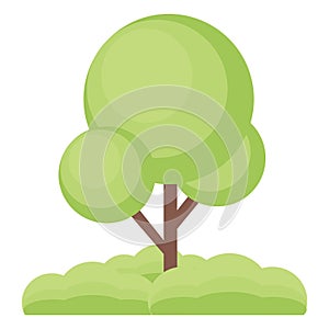 Green tree icon. Flat illustration of green tree vector icon for web. Illustration of a cute tree and a shady green color.