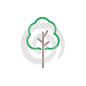 Green tree icon vector. Line color nature symbol isolated. Trend