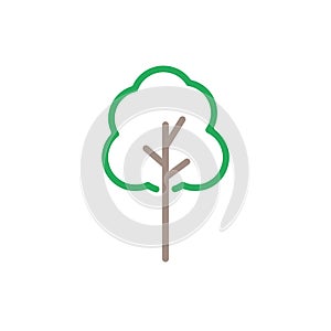 Green tree icon vector. Line color nature symbol isolated. Trendy flat outline ui sign design. Thin