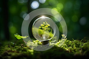 Green tree inside a light bulb Green energy