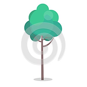 Green tree isolated on white close up vector illustration