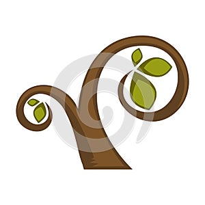 Green tree and tree leaf icon or logo template.