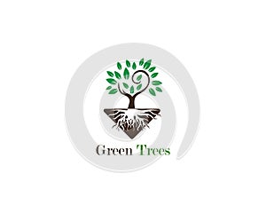Green tree leaf logo ecology element nature vector